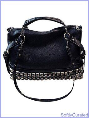 Punk Rivet Hobo Handbag Faux Leather Large Crossbody Purse for Women